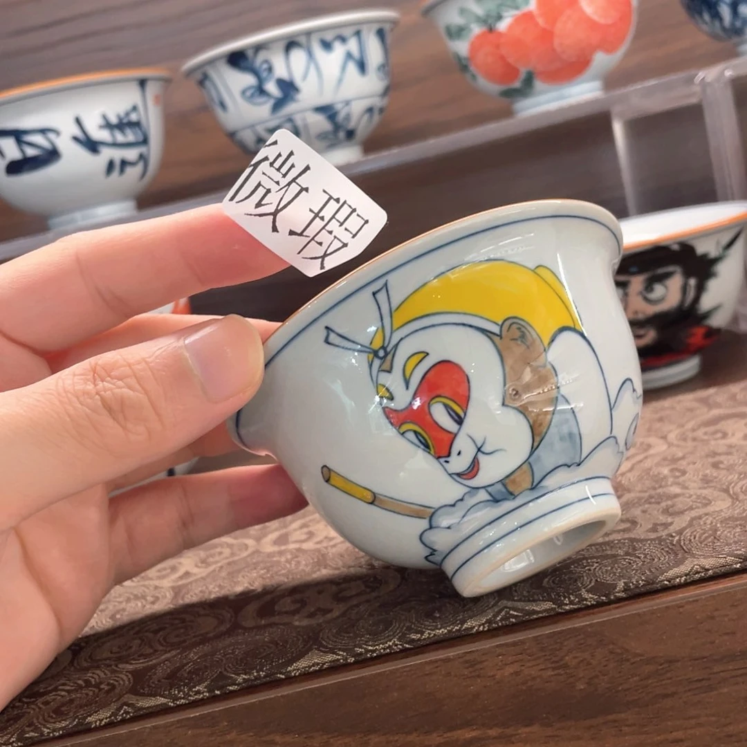 釉下手绘茶具微瑕