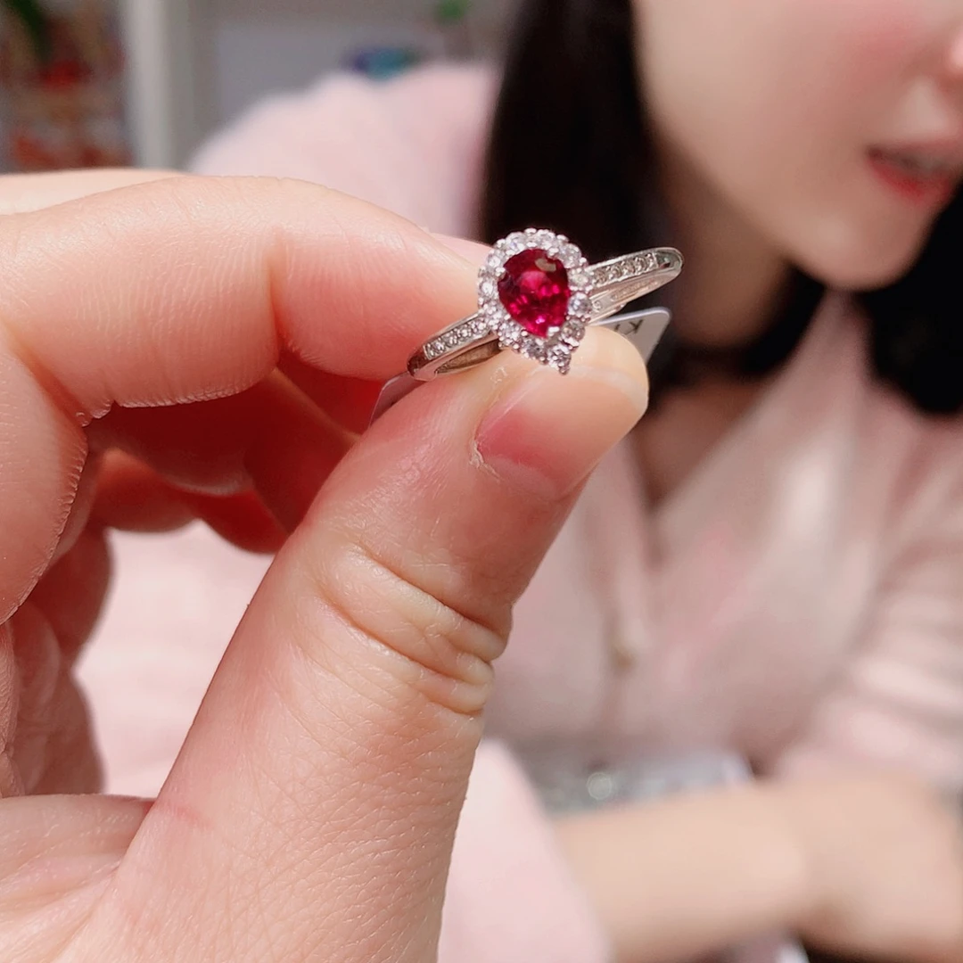 碧玺戒指银S925镶嵌戒指超美