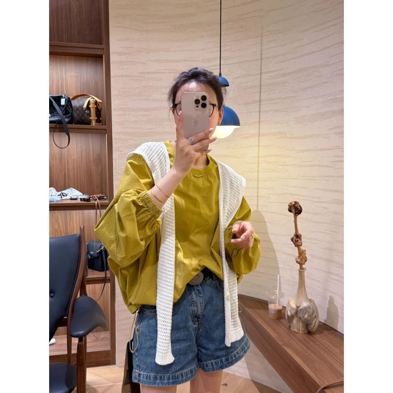 XMM【贴标抽绳衬衣】早秋衬衫新款时尚百搭潮流显瘦洋气休闲GZ73229