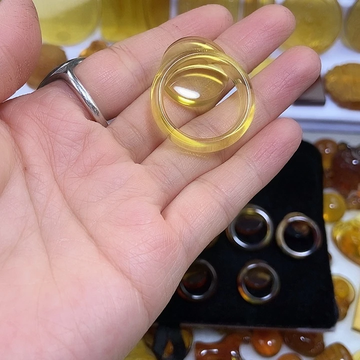 琥珀未镶嵌吊坠(不含链)天然缅甸琥珀金珀指环