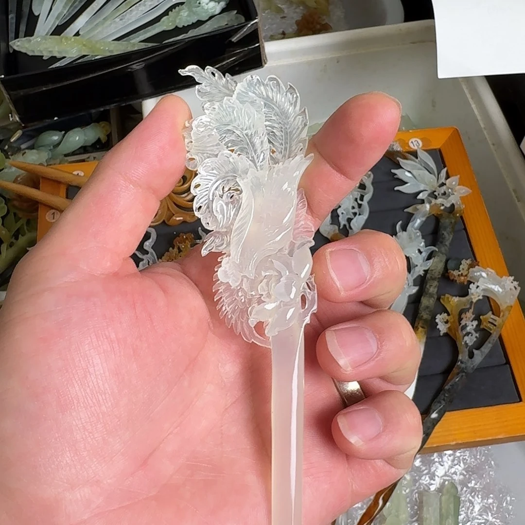 玉***曦蛇纹石玉未镶嵌发饰