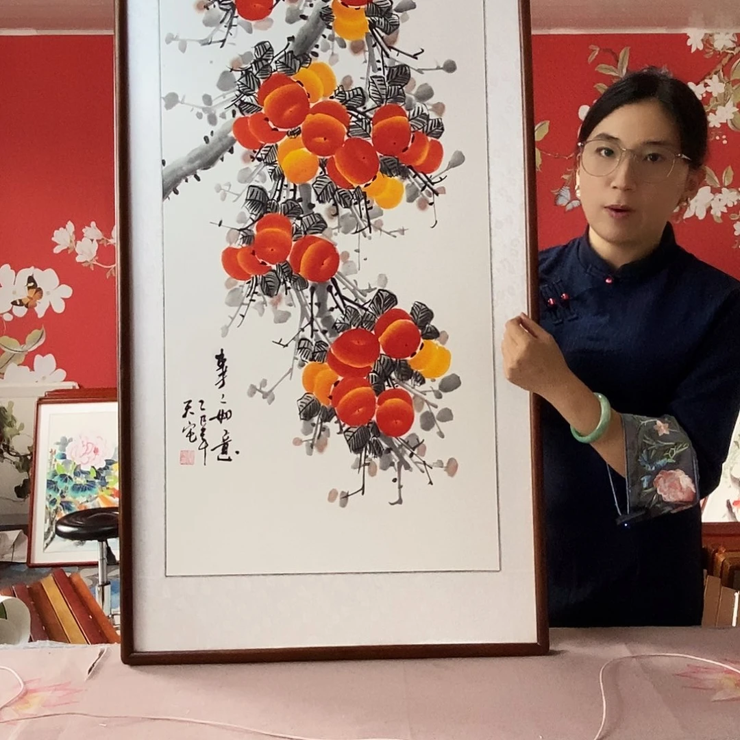 国画手写手绘带框包邮国画作品62✖️122