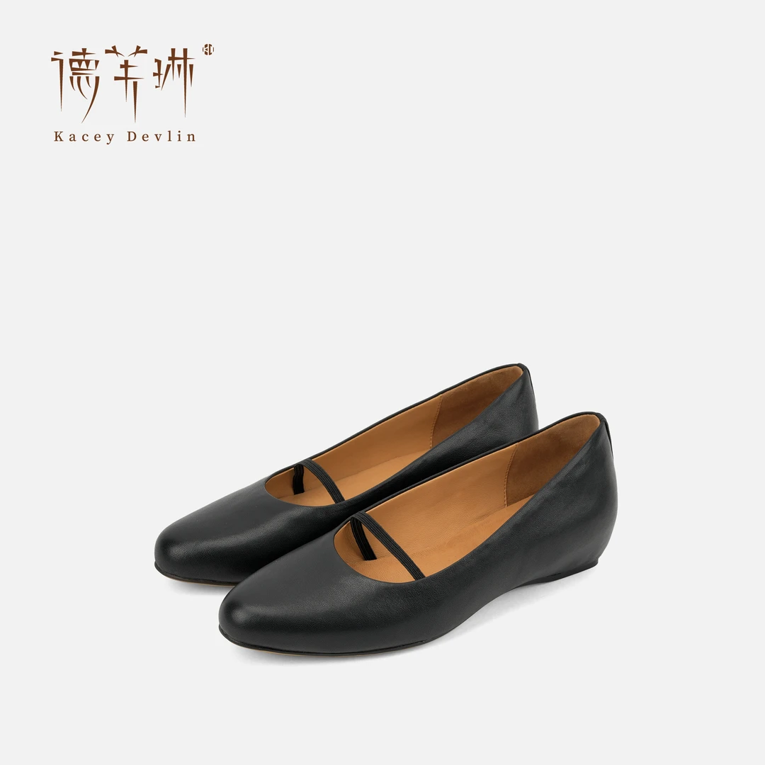 【德芙琳】巴黎午后2026马年穿搭琥珀风通勤百搭平底真皮女鞋年货节