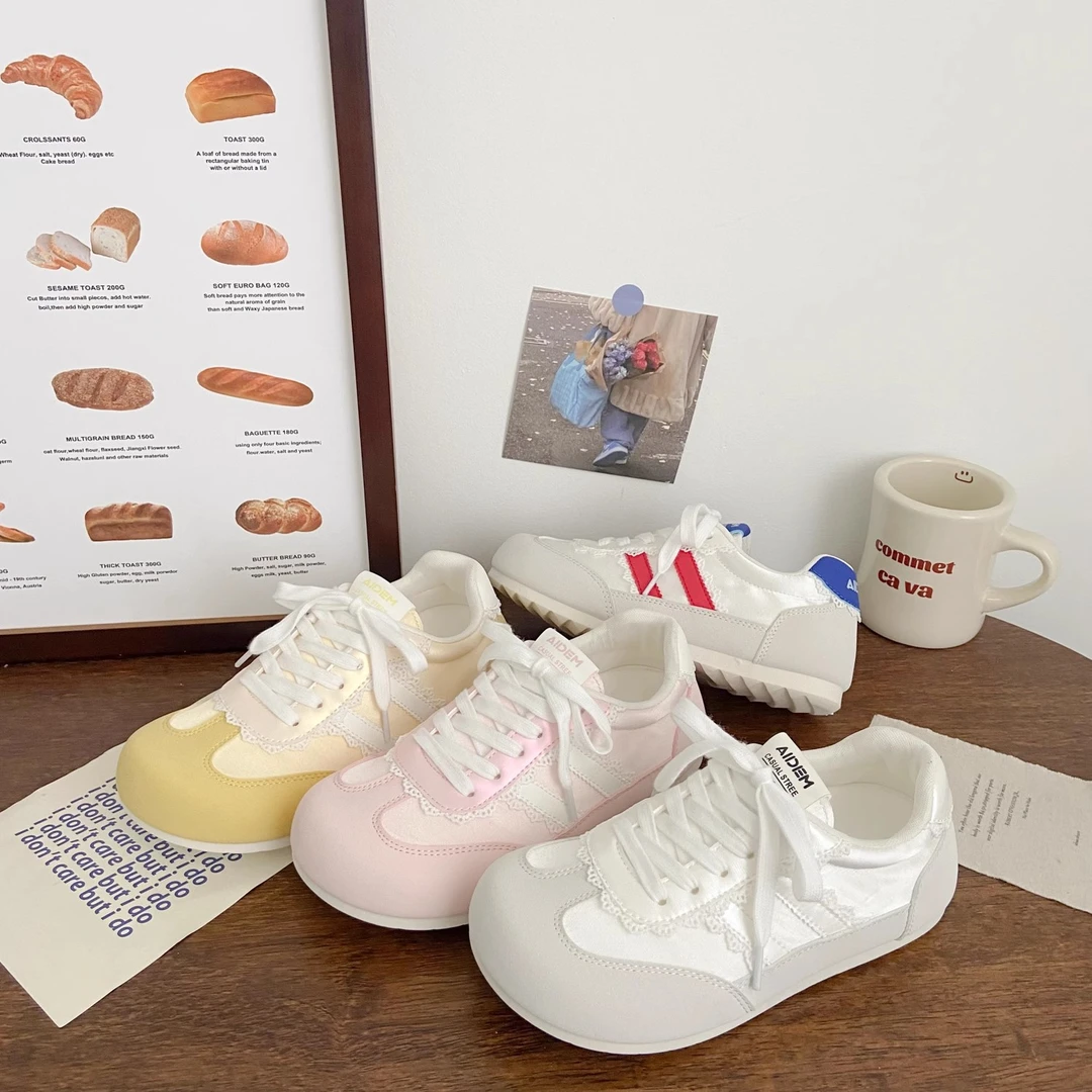 芭蕾风甜妹圆头缎面运动板鞋2025年春夏季新款蝴蝶结休闲德训鞋女