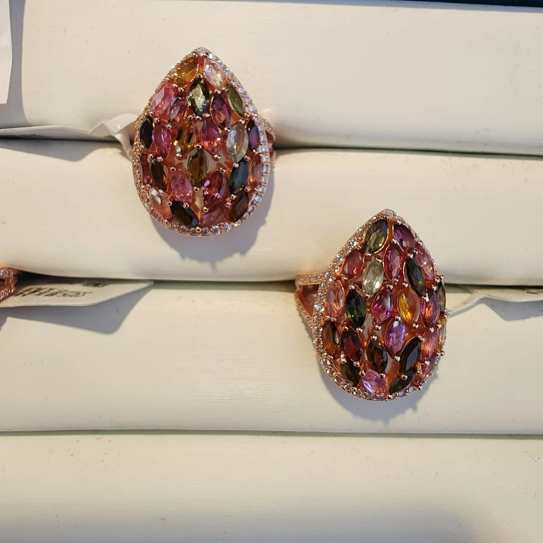 碧玺925银镶碧玺戒指/ 多样性发一件