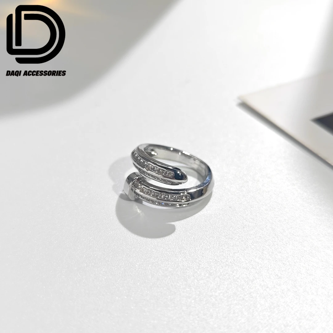 铜合金合成锆石戒指 2114大淇原创设计钛钢镶锆指环戒指