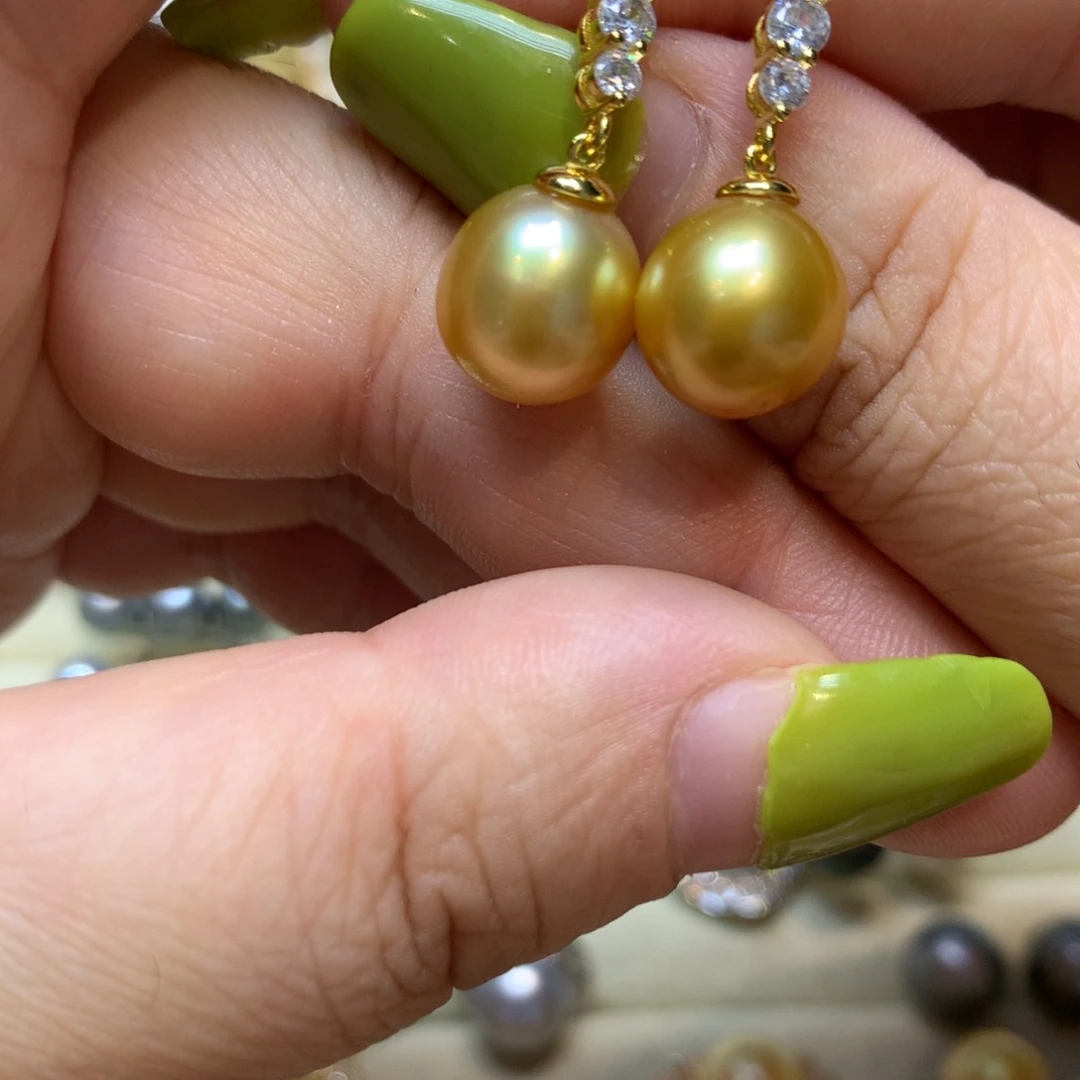 银S925镶嵌海水珍珠耳饰