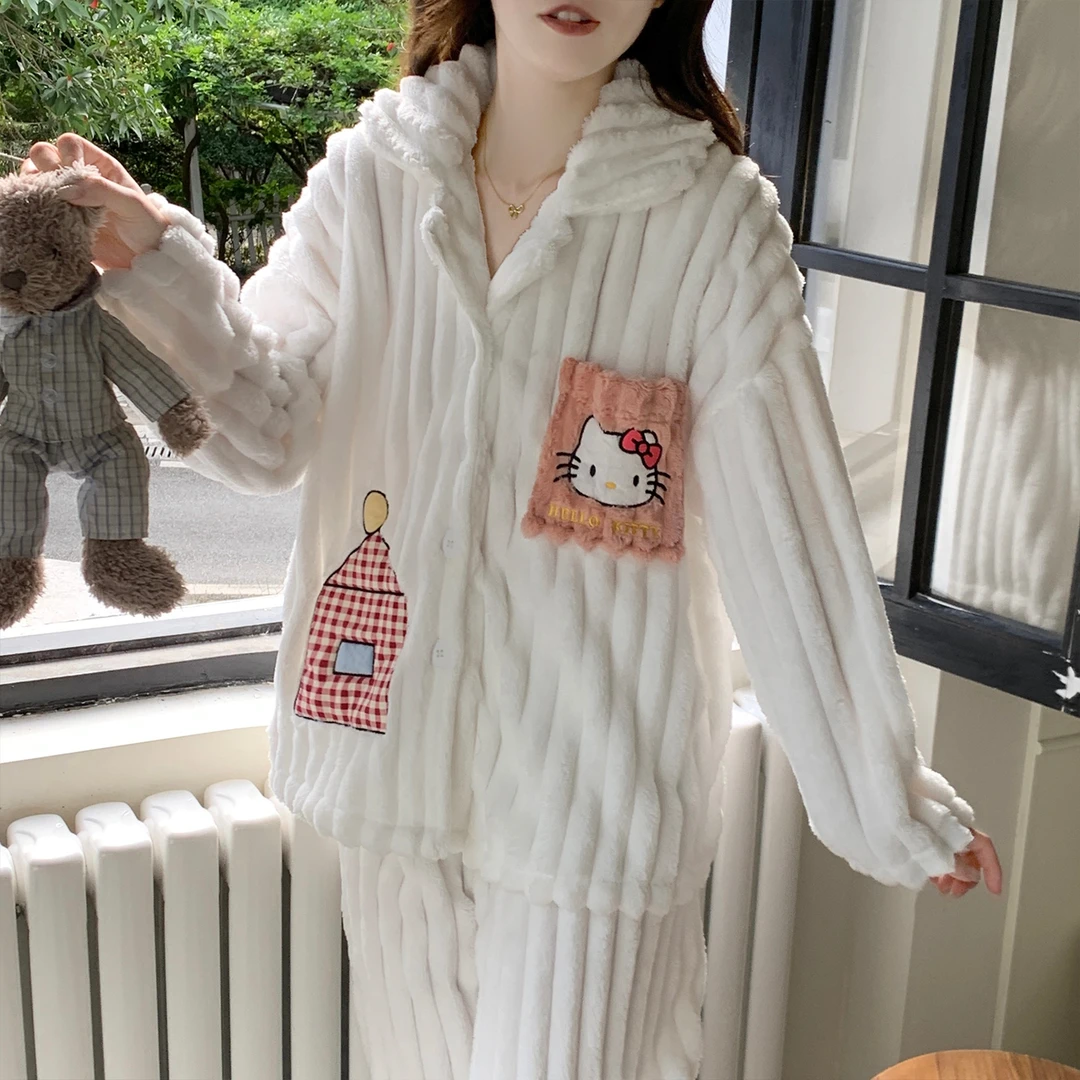 珊瑚绒保暖法兰绒加绒加厚秋冬季睡衣女款爆款2025新款套装家居服