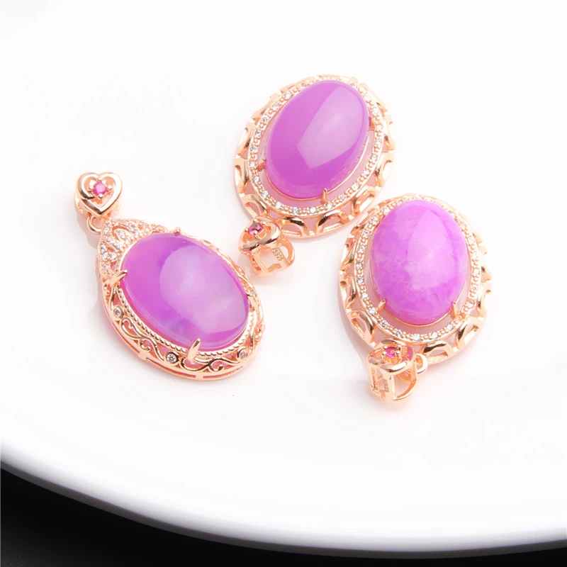 桃红紫桃红蛋面吊坠 K1171 多样性发一