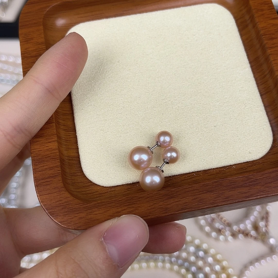 银S925镶嵌耳饰淡水珍珠