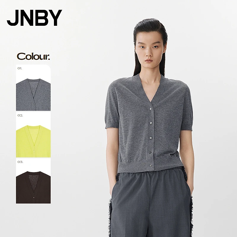 JNBY/江南布衣春夏毛针织衫含羊绒短袖宽松简约休闲通勤5P4310850