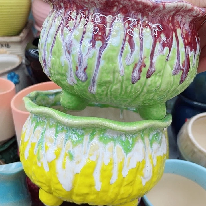 多肉绿植陶瓷花盆9.9包邮，有孔