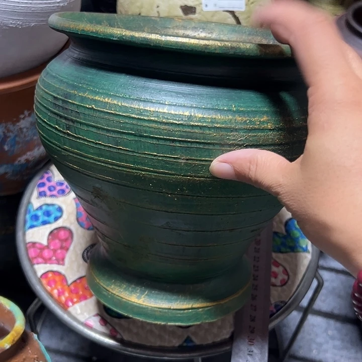 粗陶盆有孔高19口19