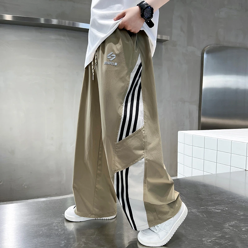 男童夏装裤子2025新款中大童夏季男孩薄款儿童直筒阔腿防蚊裤潮酷