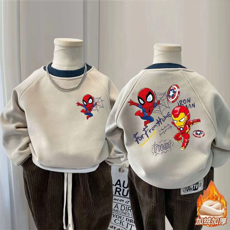 秋冬装儿童加绒卫衣2024新款男童卡通赛罗秋冬圆领休闲上衣打底衫