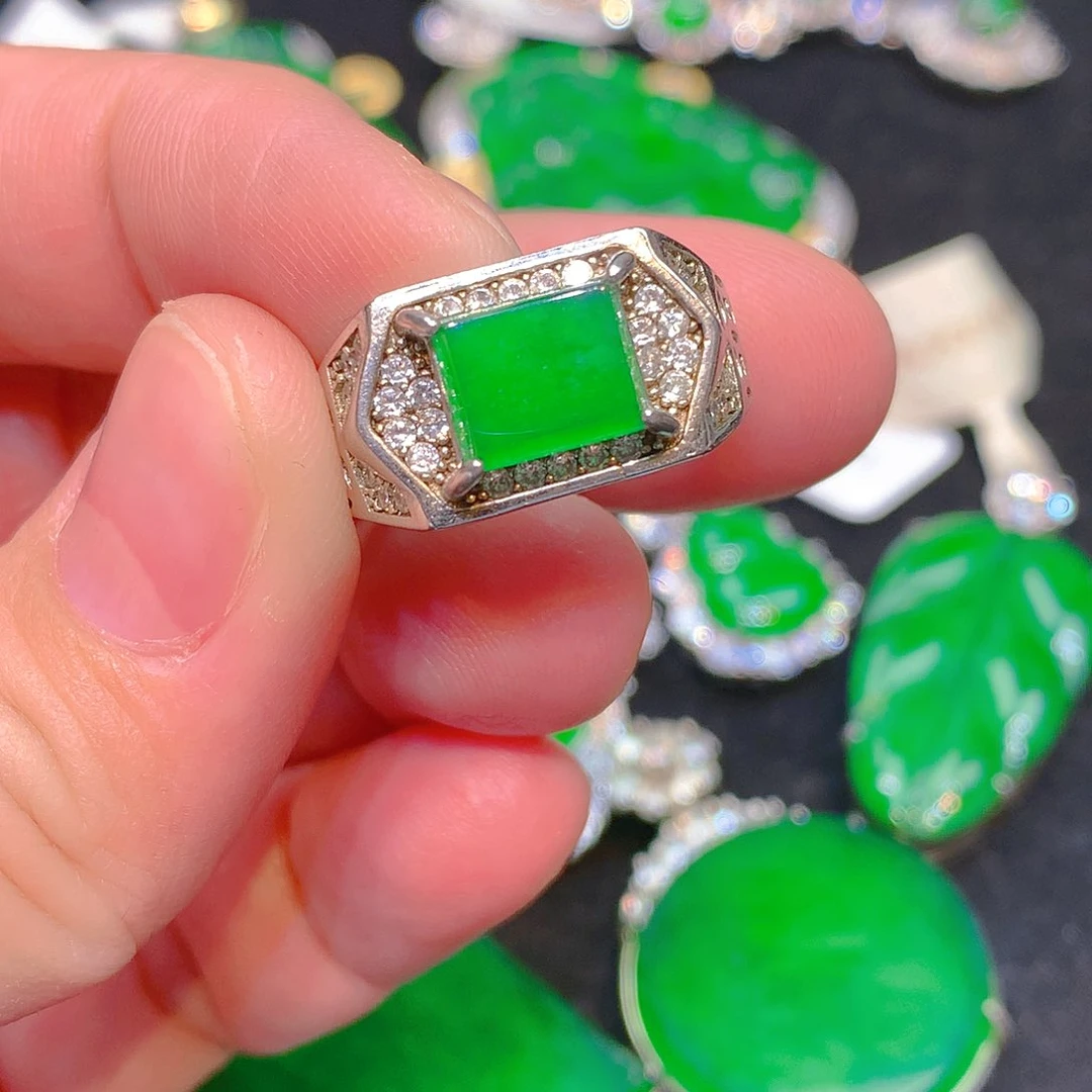 吊坠(不含链)银S925镶嵌翡翠翡翠