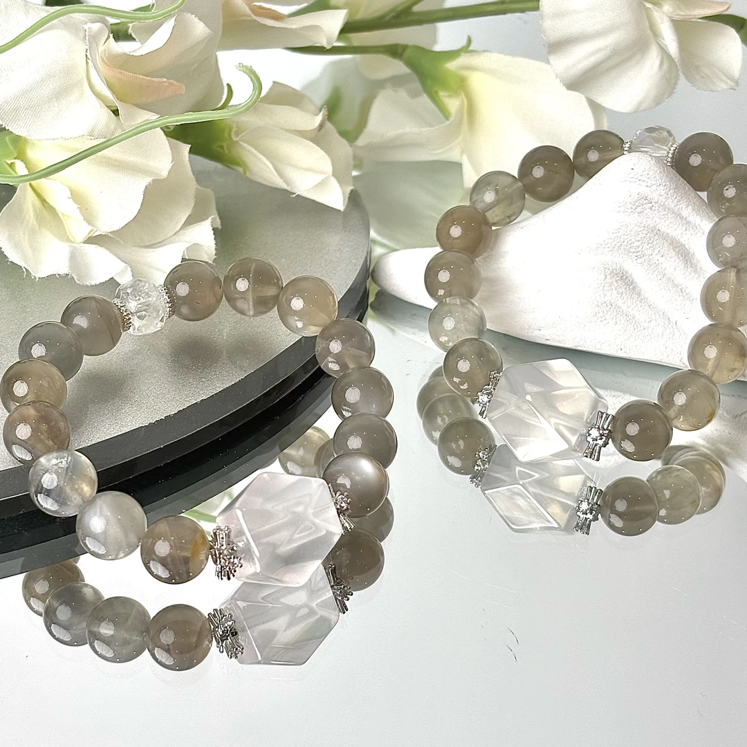 【心安理得】银月光奶白晶异形10-11mm手串面小仙多样性发其一