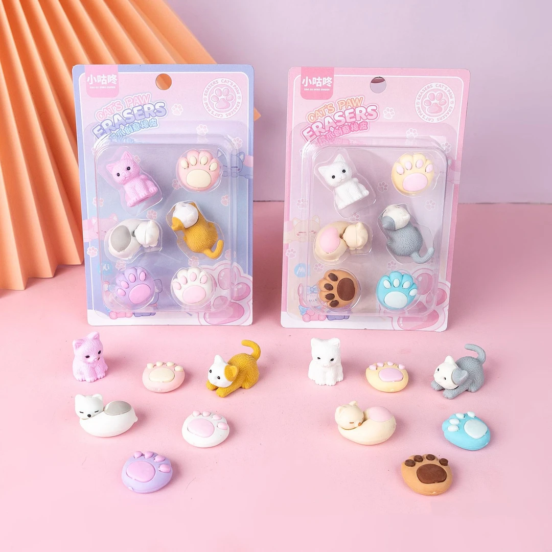 3D小动物可爱卡通造型橡皮擦小猫儿童文具礼物