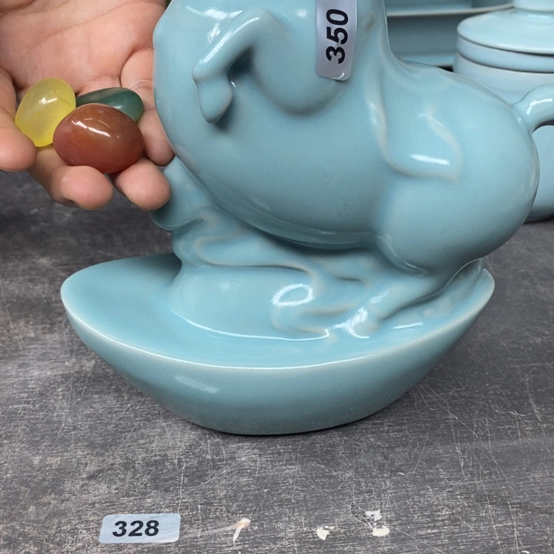 陶摆件抱朴瓷器仿古微瑕