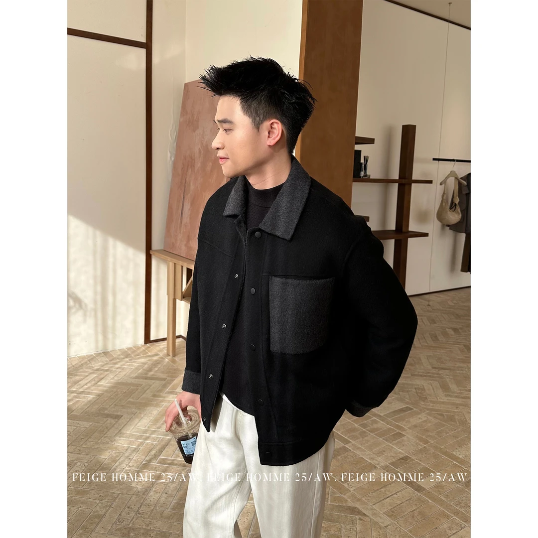 冬季系列/『69%绵羊毛』保暖双面羊毛毛呢翻领呢子大衣#6965