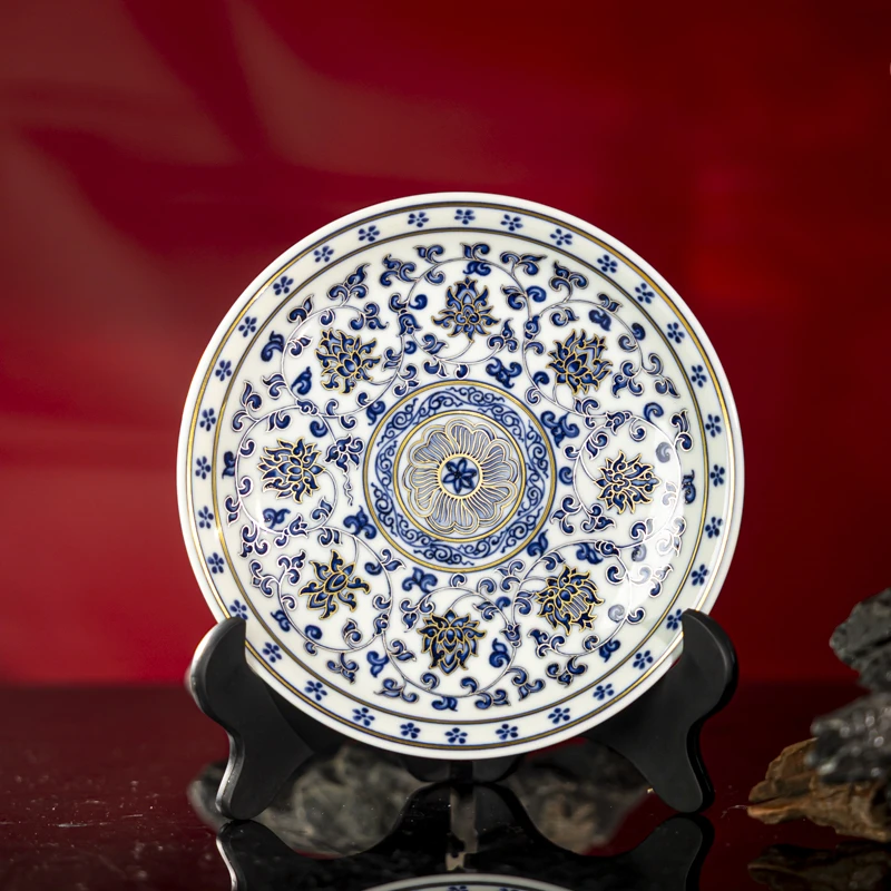 【墨舍柴窑】墨舍柴窑描金缠枝莲壶承（花心） moshe1462