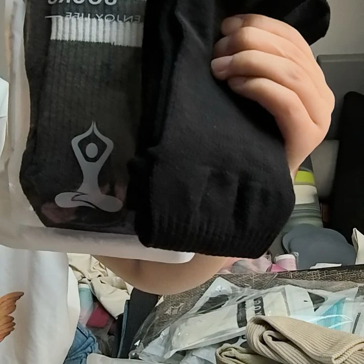 老***姨天然橡胶中筒深灰长筒黑色两双