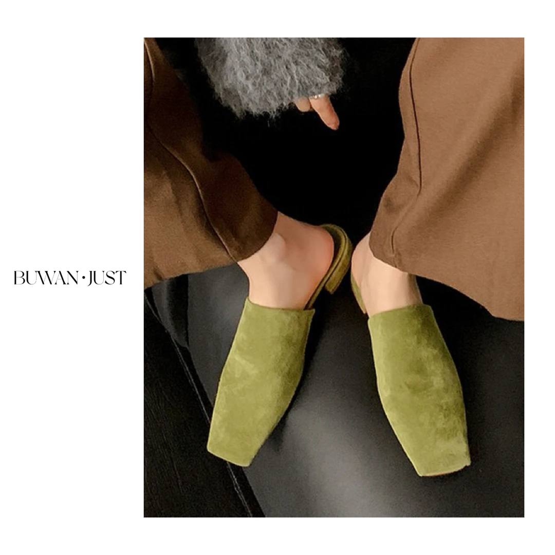 BUWANJUST 【美得不像话】高平定制满分皮穆勒凉拖鞋 B310