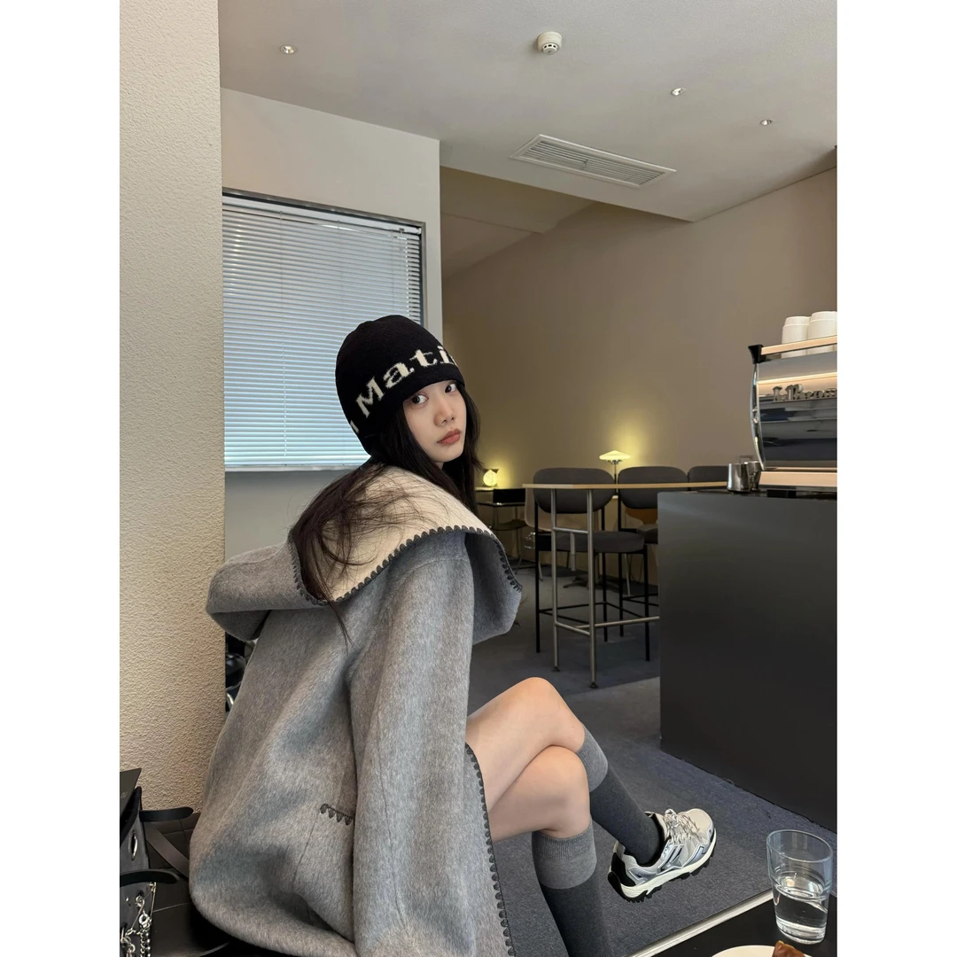 双面呢短款毛呢外套女秋冬季高级感独特超好看小个子围巾大衣