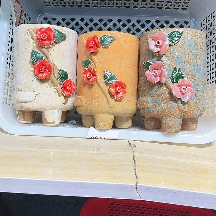 瓷片花盆多肉植物艺术品