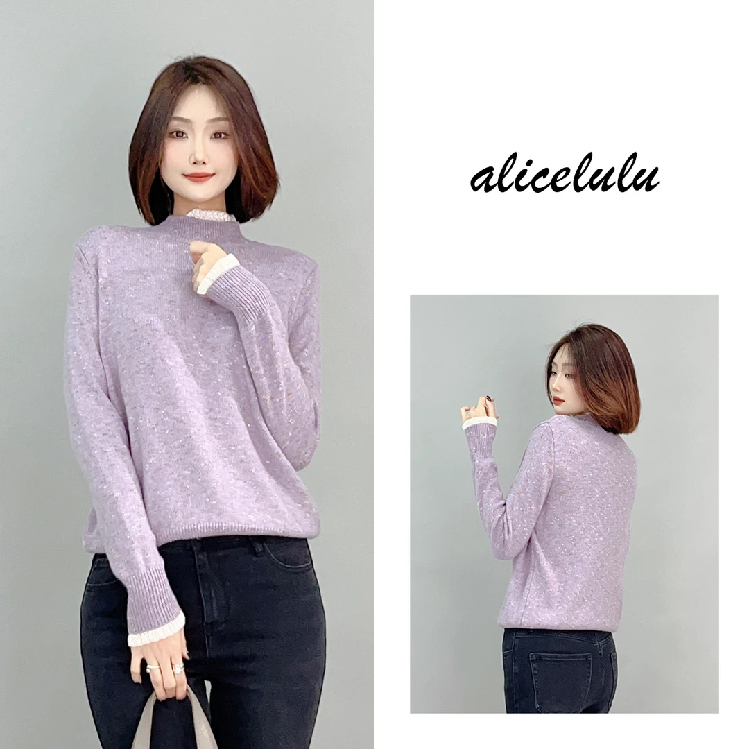 1 ALICE “紫星”毛衣 法式花边 优雅柔美 S1034912T