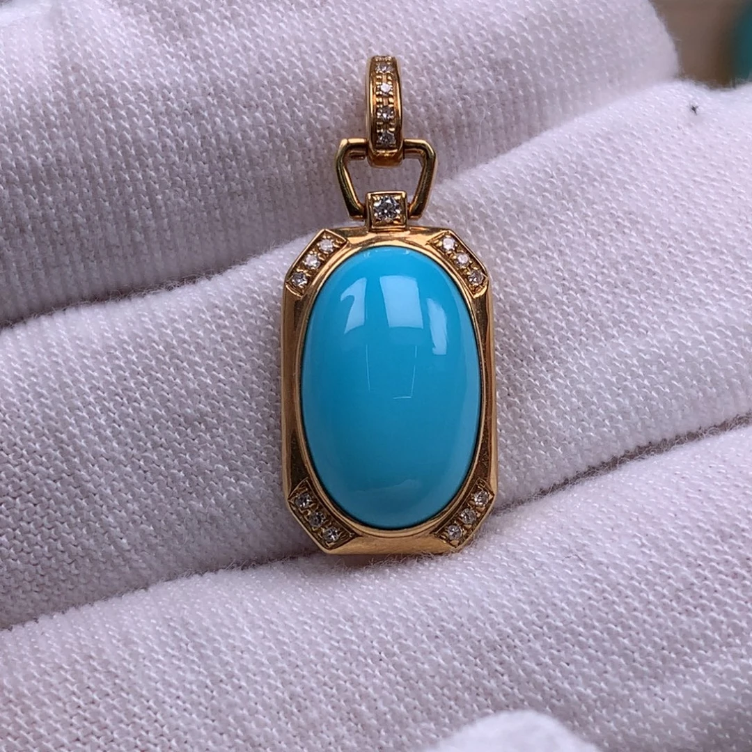 绿松石18K金镶嵌珠宝奇石