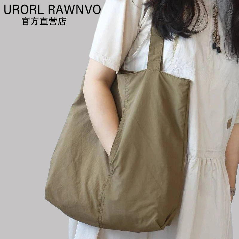 2025新款无印女士新款购物袋休闲款超轻大容量尼龙布单肩托特包