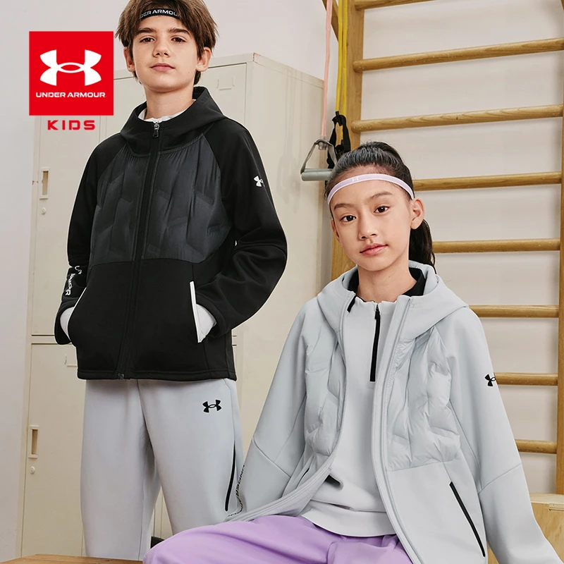 Under Armour/安德玛运动羽绒外套秋冬连帽针梭拼接外套254324103