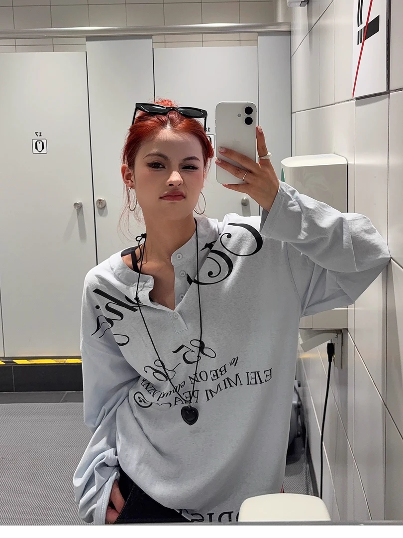 美式复古纽扣亨利领长袖罩衫女夏季2025新款轻薄慵懒风防晒上衣潮