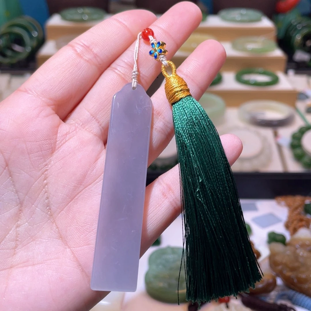 和田玉高品烟紫书签未镶嵌