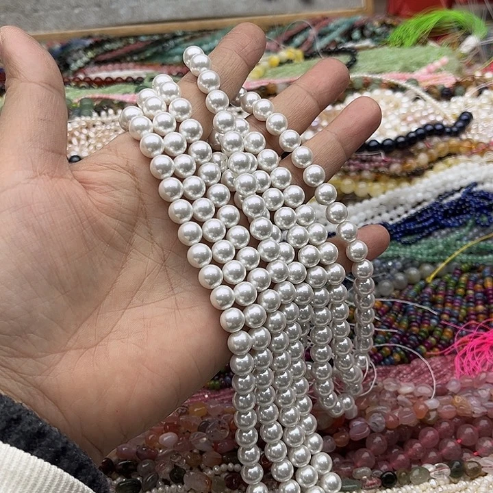 玛瑙/玉髓珠宝半成品未镶嵌一条8mm贝珠