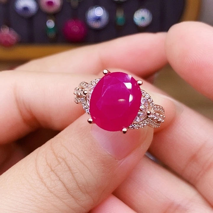 银S925镶嵌戒指红宝石