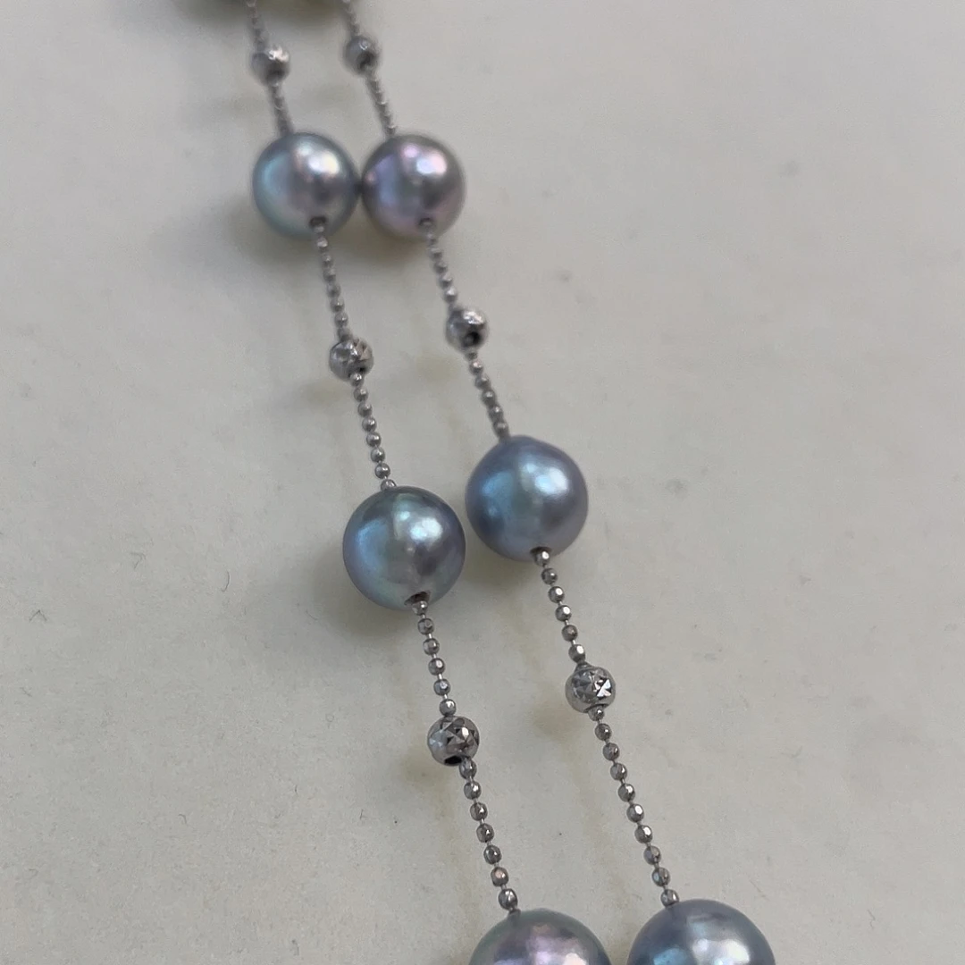 银S925镶嵌海水珍珠项链7-8