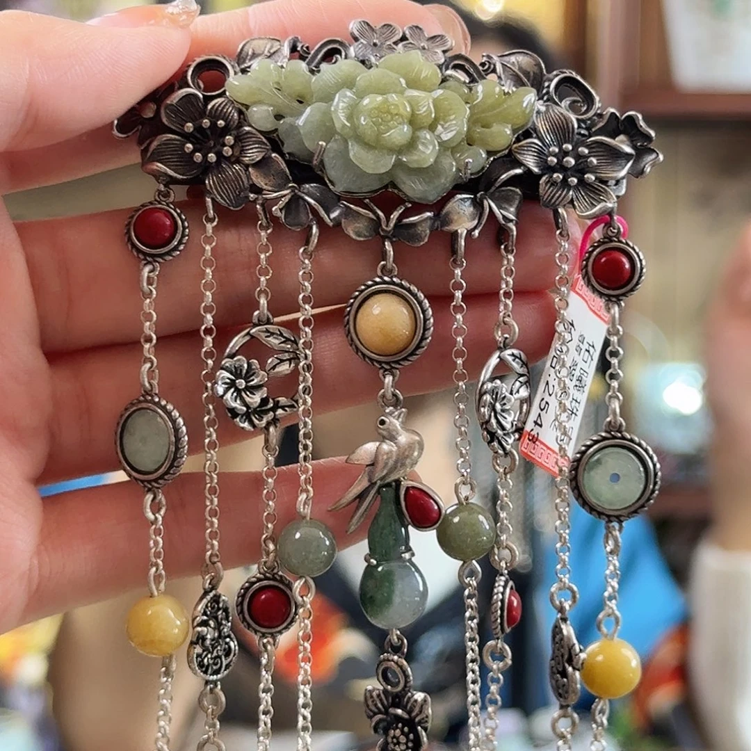 翡翠银S925镶嵌发饰