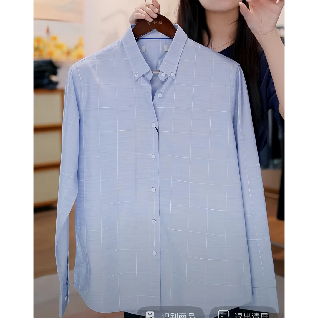 100棉！透气清爽休闲时尚扣领长袖衬衫修身寸衫 25XH0007