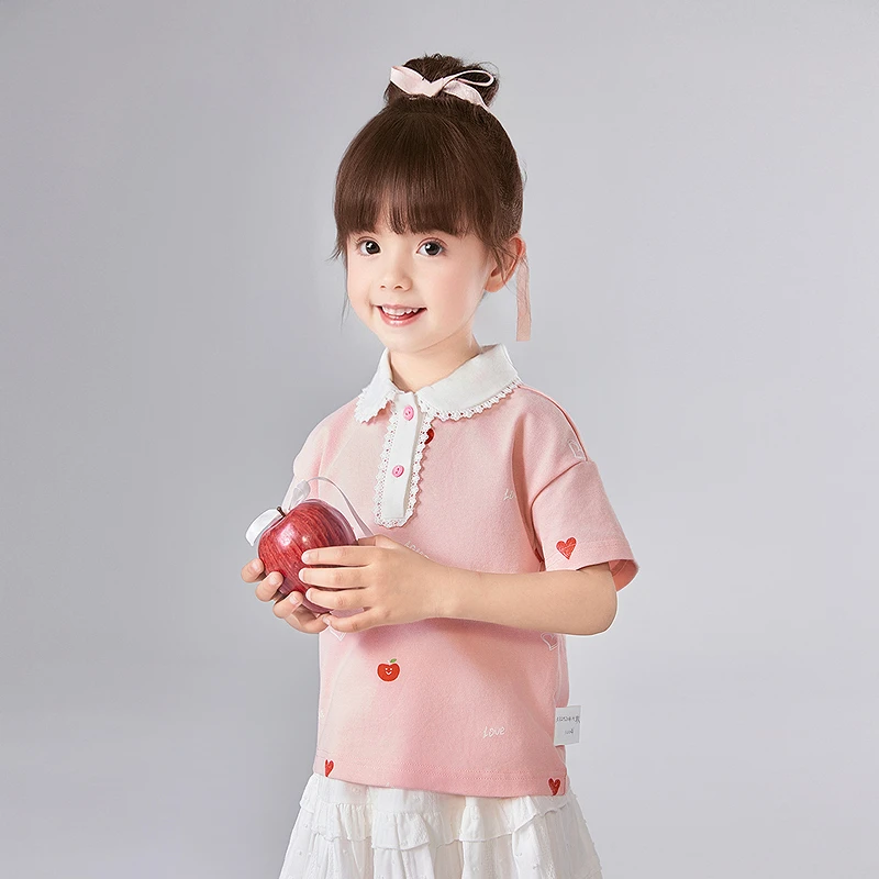 笛莎女童短袖T恤25夏季新款小童女孩polo上衣甜美洋气-332520415