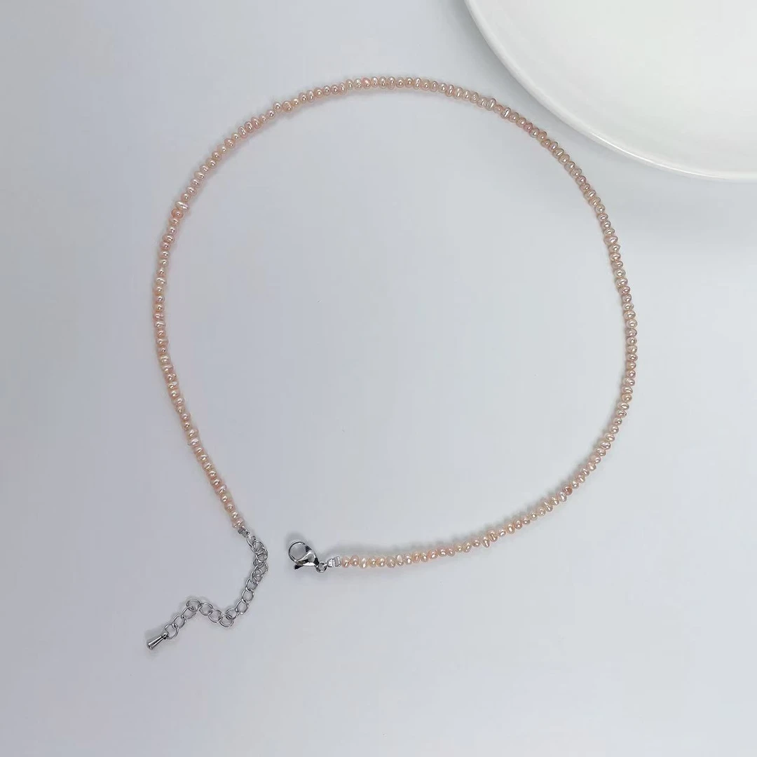 天然淡水珍珠A3074#2-3M鸡蛋圆小米珠素款珍珠项链