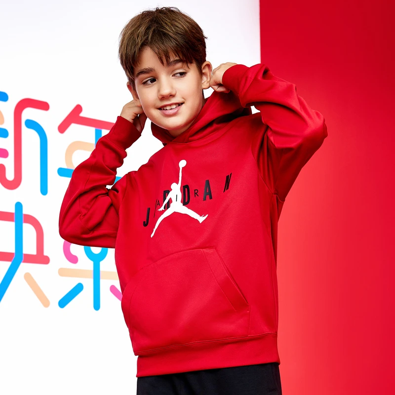 AIR JORDAN大童男女童装品牌8-16岁潮服儿童秋冬加绒卫衣时髦秋装