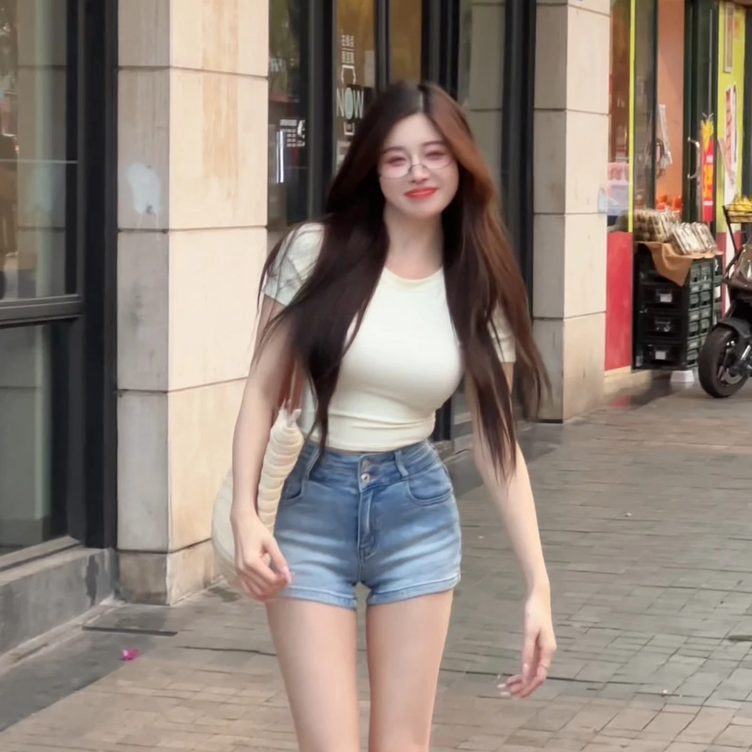 【栀子花信】7213＃后背抽绳系带纯欲圆领短袖上衣