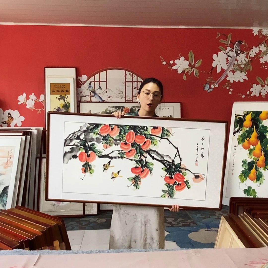 国画手写手绘带框包邮62✖️122国画作品