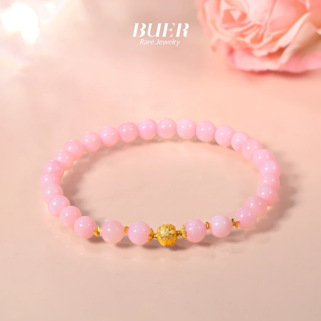 【不二】粉欧泊18K金DIY手串轻奢气质珠宝欧泊手串6mm+