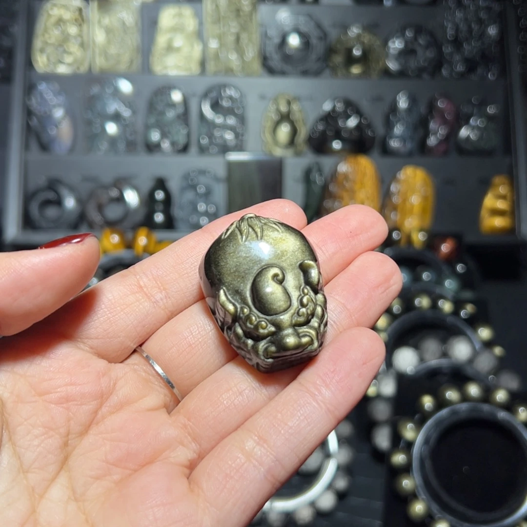 胖***羊黑曜岩未镶嵌手链