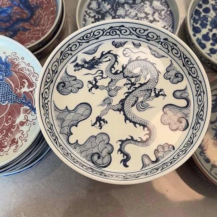 瓷片景德镇青花穿云龙大壶承