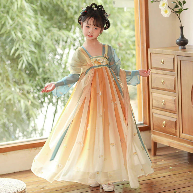 汉服女童2025新款秋季儿童古风公主超仙中国风秋款女孩古装连衣裙