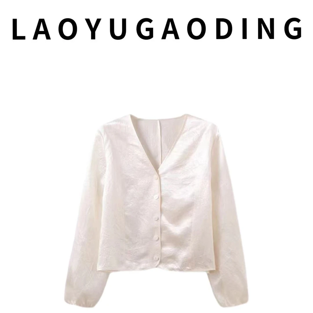 【LAOYUGAODING】高品质-3680醋酸褶皱防晒百搭贵气衬衫